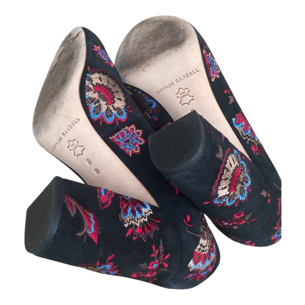 Loeffler Randall Sydnee Pumps Size 8 Black Floral Embroidered‎ Leather - Picture 7 of 7